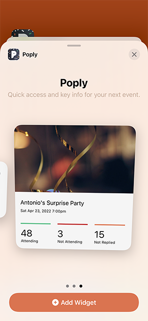 Select the small, medium, or large version of the Poply widget.